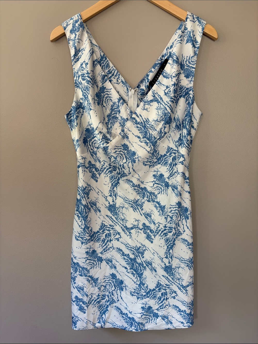 Lioness Harlow Satin Mini Dress Small Cottagecore French Girl Blue Porcelain